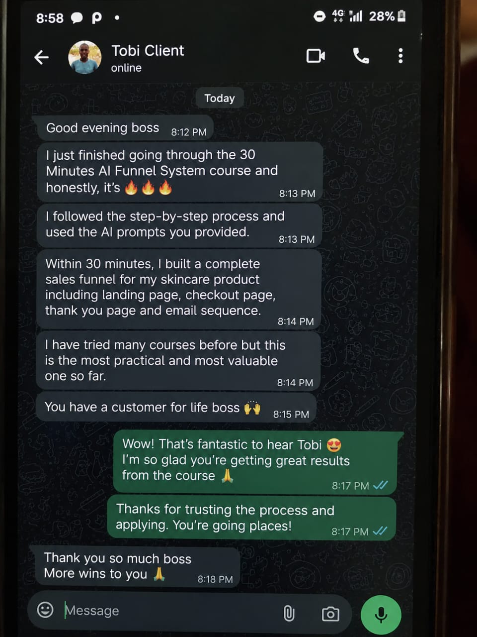 WhatsApp testimonial 3