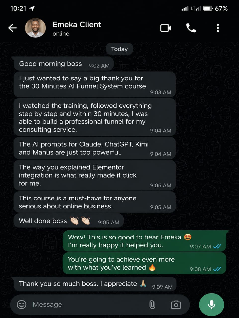WhatsApp testimonial 4