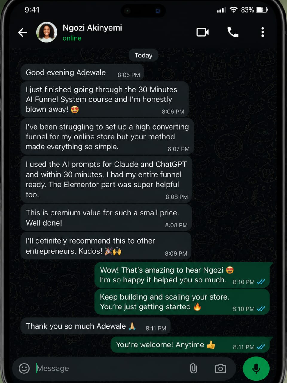 WhatsApp testimonial 6